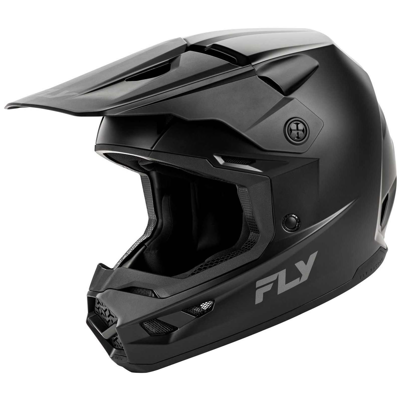 Fly Racing 2025 Youth Kinetic Solid MX Helmet Matte Black Motocross Off-Road