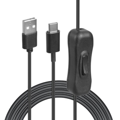 USB To Type C Power Cable with Switches 2m Length Cord for Various 5V