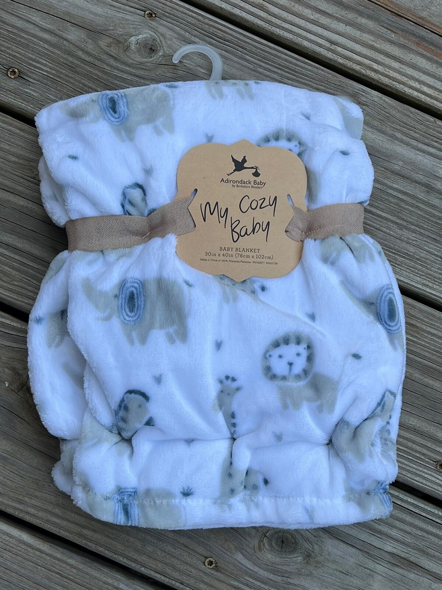 Adirondack Baby My Cozy Blanket Gray Safari Elephant Lion Fleece