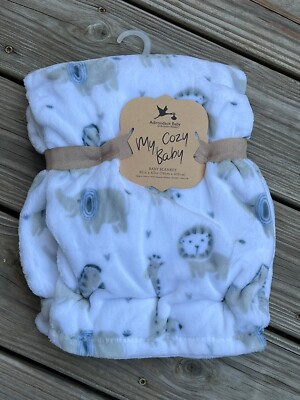 Adirondack Baby My Cozy Blanket Gray Safari Elephant Lion Fleece