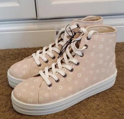 Womens Falls Creek Daisy Blush High Top Platform Sneakers Size 10 Flowers NWT