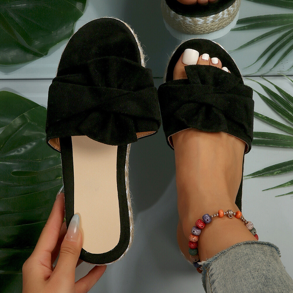 APL Ciabatta donna antiscivolo fiocco zeppe plateau per interno esterno (40 nero)