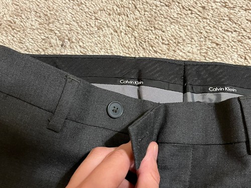 Pantaloni abiti Calvin Klein da uomo 30x30 aderenti grigi Jerome gambe affusolate - Foto 5 di 7