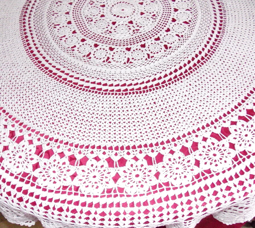 NAPPE CROCHET MAIN CREATION S RAISONNIER ARTISANAT FRANCAIS 1.5M BLANCHETTE*** - Photo 3/4