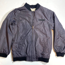 London Fog Boys Flight Bomber Jacket Gray Size 10-12 Zip up Faux Sherpa Lining