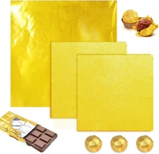 Aibyncoo 300pc Chocolate Candy Wrappers Gold Foil Sq Aluminum 100 6x6 200 4x4