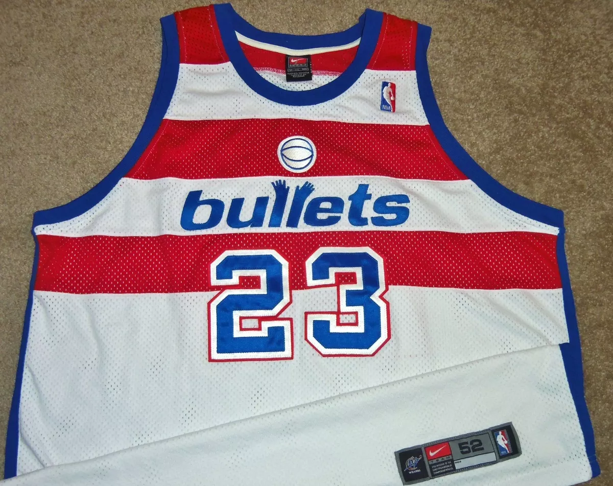 VTG AUTHENTIC MICHAEL JORDAN WASHINGTON BULLETS NBA NIKE WIZARDS JERSEY 52  SEWN