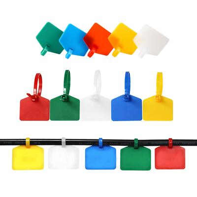 100 Pcs Write On Tags Wire Zip Ties Nylon Cable Mark Tags for Network Cables