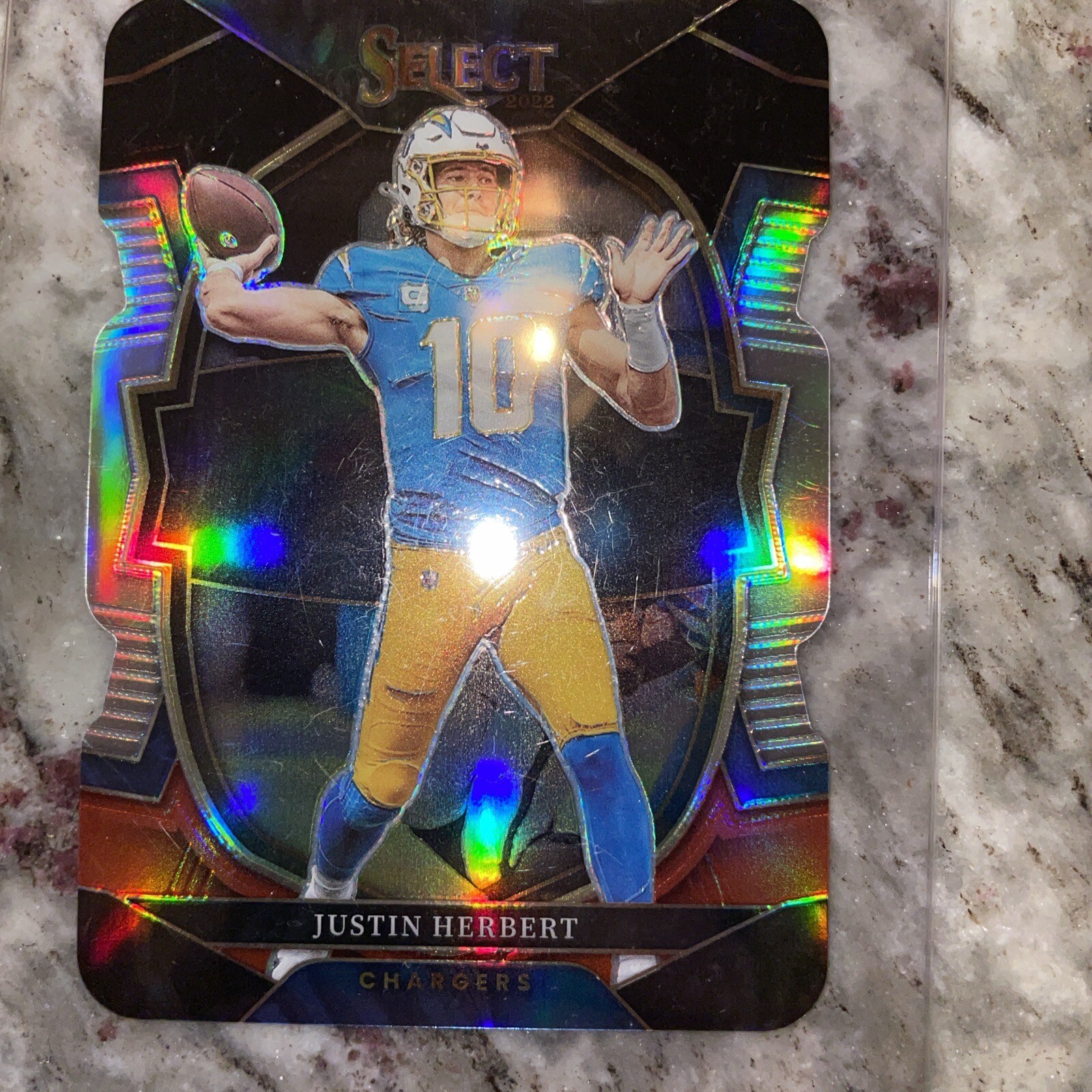2022 Panini Select - Concourse Black and Red Prizm Die-Cut #14 Justin Herbert