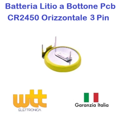 EXTRACELL CR2450 a Saldare Orizzontale Batteria Litio NewSun 560mAh 3V Circuito Stampato