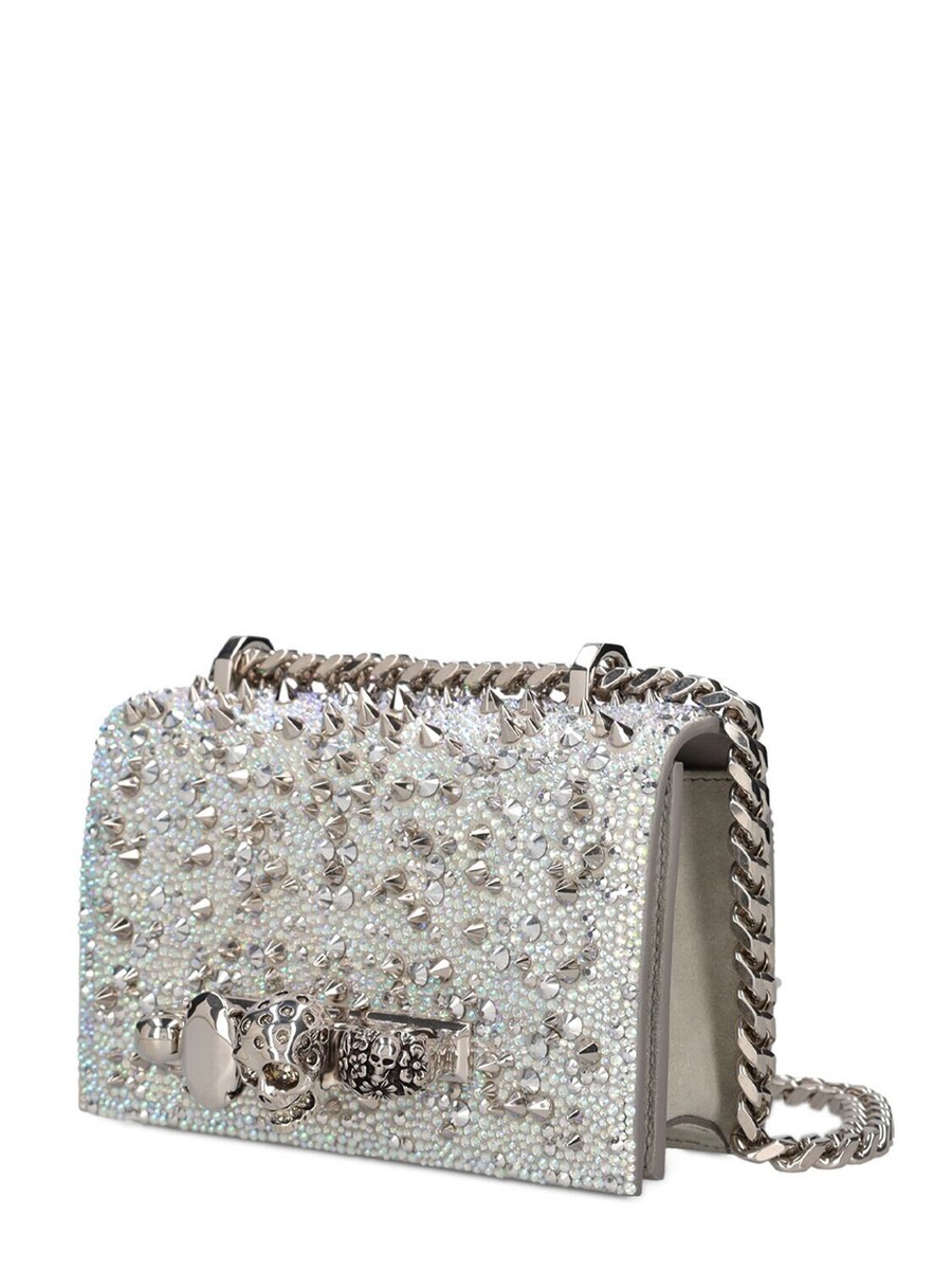 ALEXANDER MCQUEEN Mini Jewelled Gray/Silver Shoulder Bag New ALEXANDER MCQUEEN Mini Jewelled Gray/Silver Shoulder Bag New
