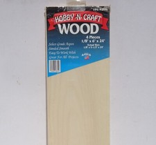 1/8" Hobby Wood, 4 pieces of 6" x 24" Apsen, NEW sealed Art Craft Wooden Sheets