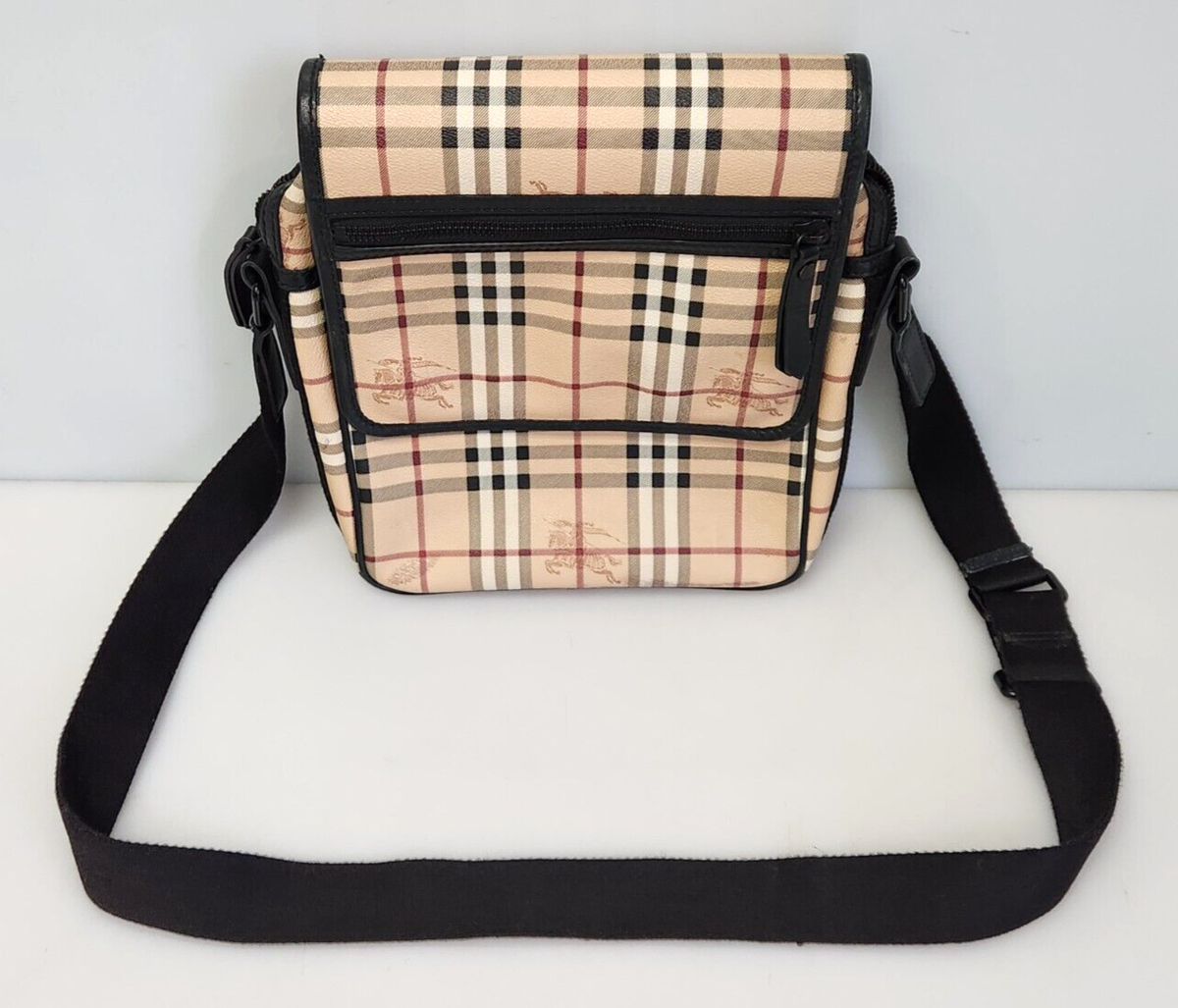 バッグ BURBERRY Shoulder Bag Y2K Haymarket PVC Unisex BURBERRY Beige/Black Haymarket Check PVC Canvas & Leather