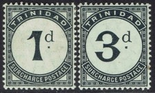 TRINIDAD 1905 POSTAGE DUE 1D AND 3D WMK MULTI CROWN CA