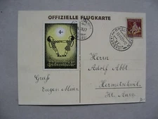 SWITZERLAND, airmail postal card 1927, single franking Pro Juventute + postersta