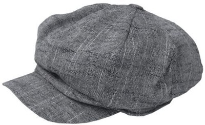 Cool4 XXL Leinen Ballonmütze Schwarz meliert Bakerboy Mütze Cap Newsboy SBB02