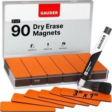 Gauder Writable Magnetic Strips 3X1 Inches Reusable Dry Erase Labels Orange