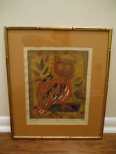 Yoshiharu Kimura Owl Woodblock Print Limited Edition 16 of 85 1977 Framed