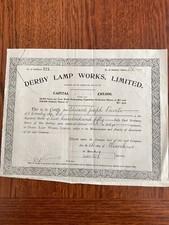 Derby Lamp Works Ltd 1915 250 Shares
