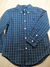 CHAPS   $38 NEW Sz 5 Navy Blue Green Plaid Button Down DRESS SHIRT Cotton L/S