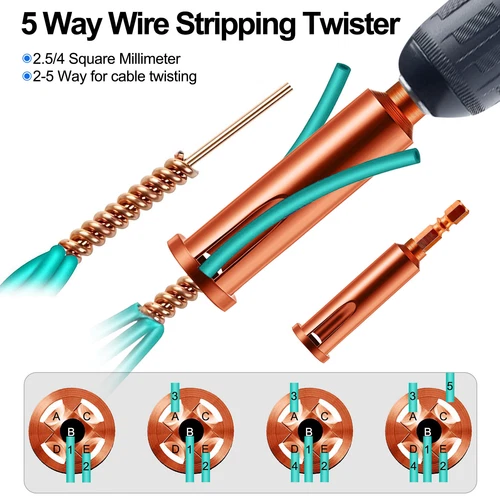 Herramienta de torsión de cables de 3 piezas pelacables y herramienta de pelado de cables Twister - Imagen 7 de 10