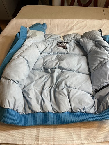 Powderhorn Goose Down Filled Ski Jacket Youth Size 12 Full Zip Pockets Blue/Gray - Picture 9 of 12