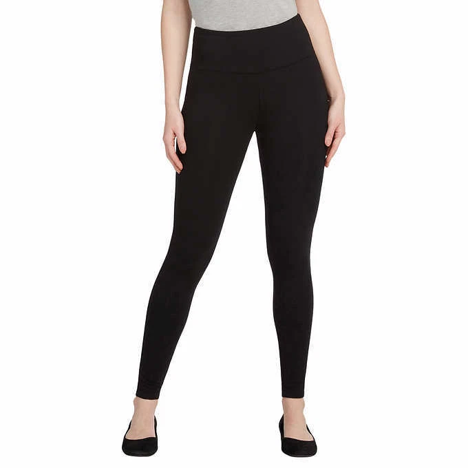 Women's High Waist Compression Top Cotton Legging French Terry Lining  (Black, One Size) at  Women's Clothing store