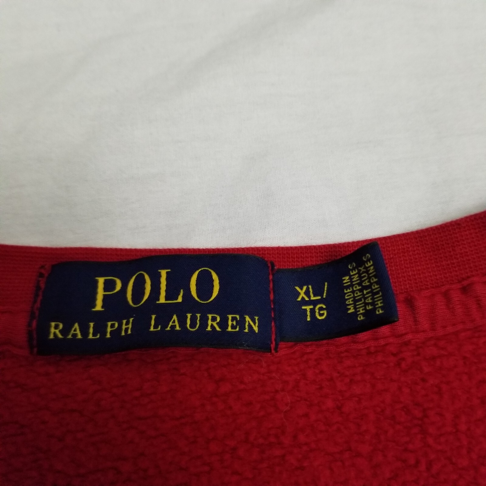Polo Ralph Lauren Felpa Uomo XL Girocollo Rosso Blu Pony Pullover Maglione