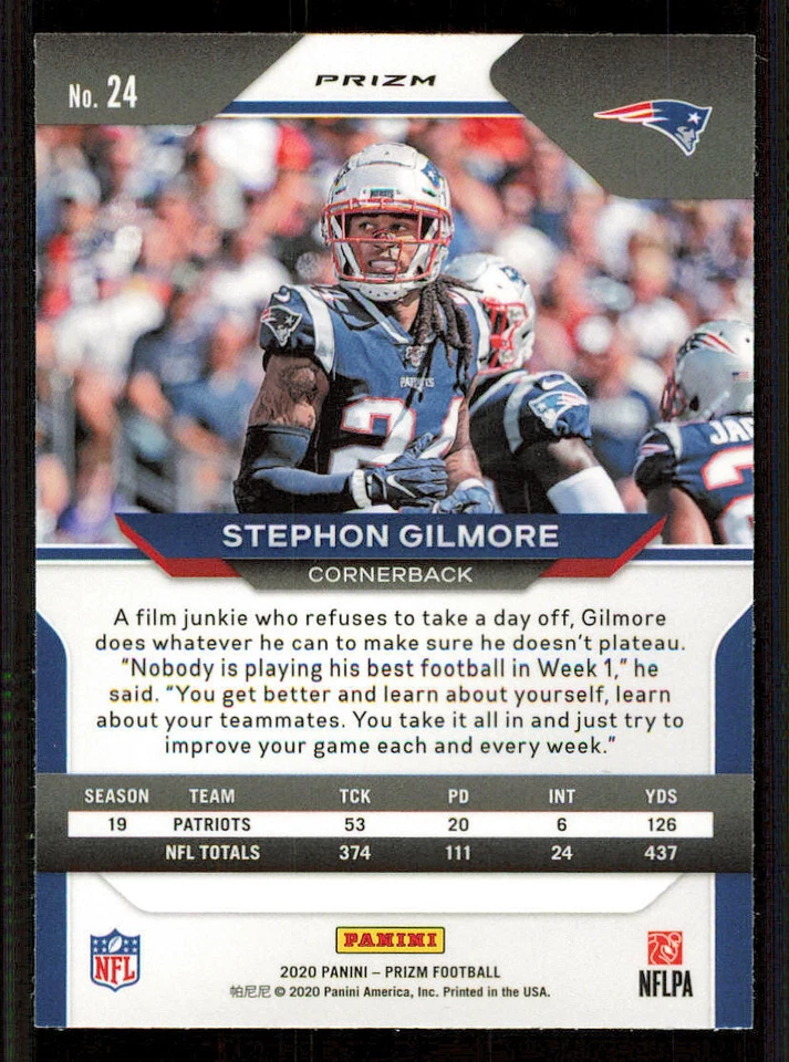 2020 Panini Prizm Prizms Red White and Blue #24 Stephon Gilmore - Image 2 of 2