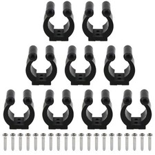 10pcs Fishing Rod Holder Clips Rubber Billiards Cue Locating Black Clips