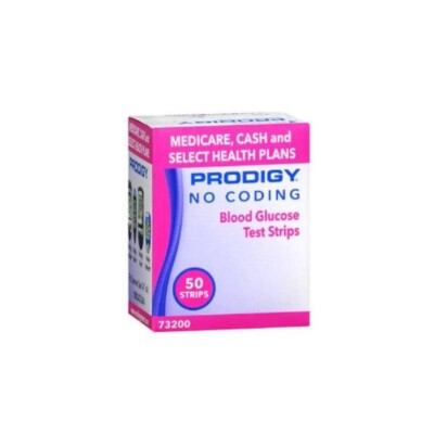 PRODIGY No Coding Blood Glucose 100 Test Strips 2 Boxes Of 50 Count Exp 01/2026