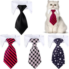 4 Pieces Cat Dog Tie with Collar Adjustable Puppy Pets Formal Necktie Collars Ca