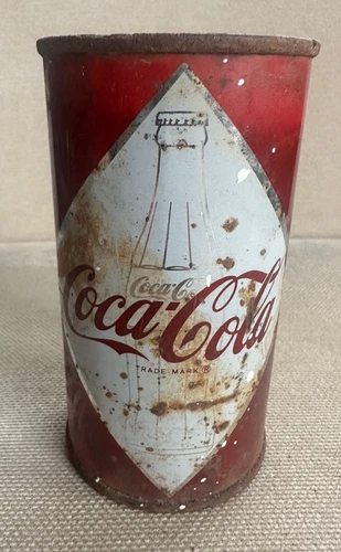 Vintage 1960's Coca Cola Diamond/with Bottle design Steel Flat Top 12oz Can