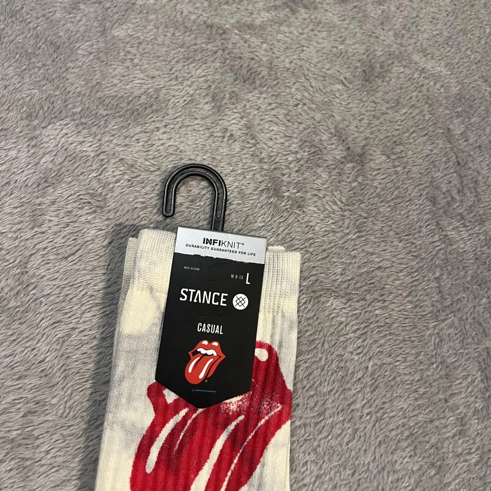 Stance Rolling Stones Socks Mens Large White Licks Tongue Logo Casual Crew - Image 2 of 4