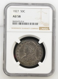 1827 United States Half Dollar Capped Bust NGC AU 58 Incredible Coin Rare!