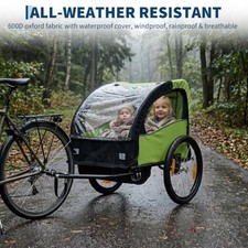 3-in-1 Double Seat Bike Trailer Stroller Jogger for Kids 40 Lb w/5-Point Harness