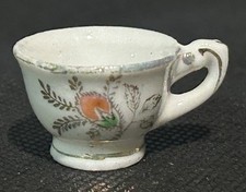Vintage Miniature Tea Cup 1.5" Tiny Porcelain Dollhouse Japan Hand Painted Gold