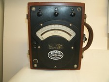 Vintage WORKING Antique Weston Model 341 AC/DC Voltmeter in Original Wooden Case