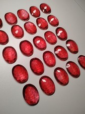 Cabochon - Oval - Faceted - 30x22mm - Translucent Red - 25 Pieces - Glass
