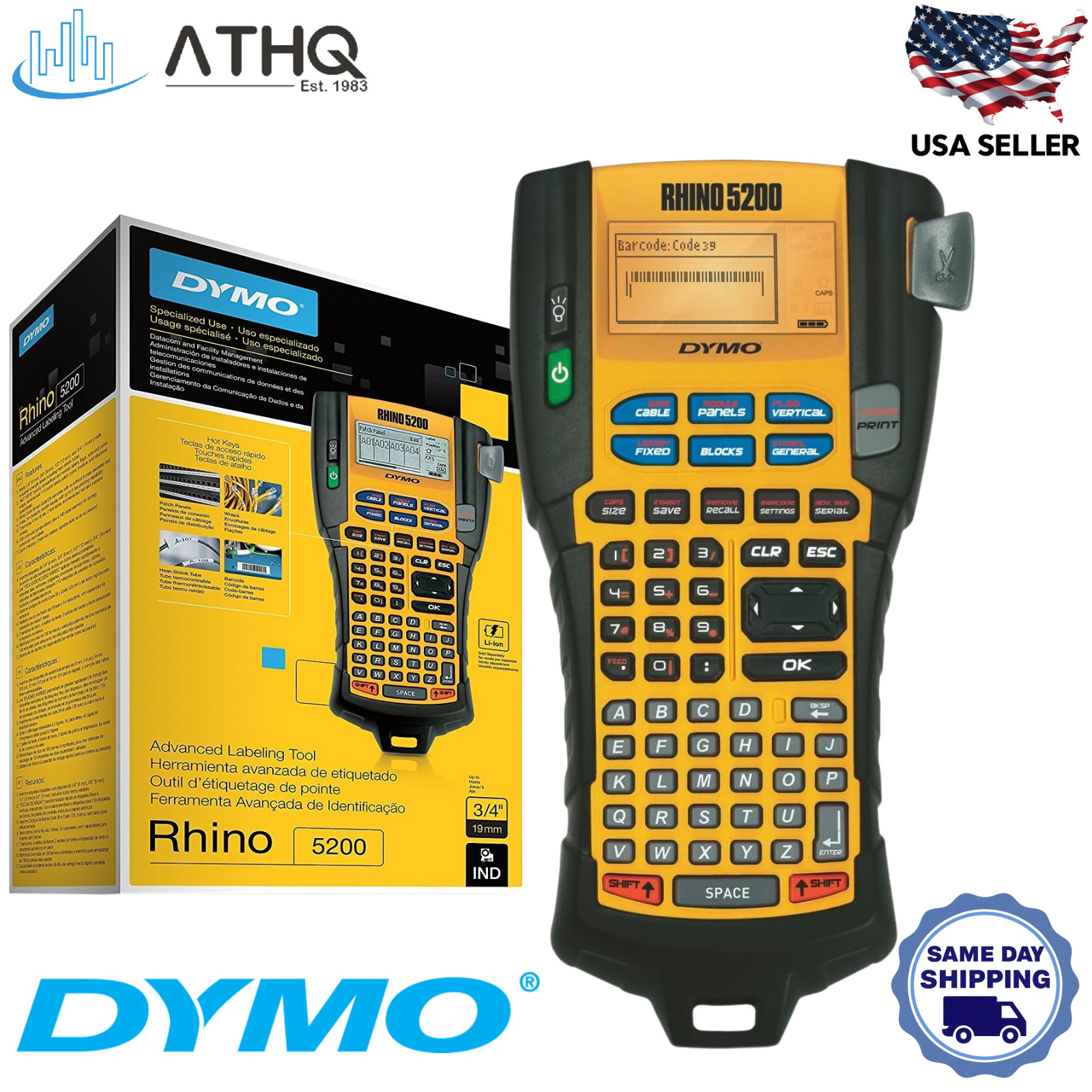 DYMO Rhino 5200 Industrial Label Maker ANSI/TIA-606-A Cable Heavy-Duty Labeling