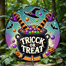 2D FlatHalloween Theme Foil Sculpture Wall Decoration 1pc 8X 8Inch Trick Or Trea