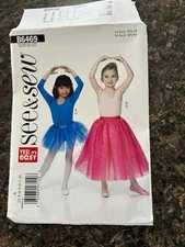 Butterick 6469 Girl leotard and skirt pattern uncut, for sizes 2-3-4-5-6-7-8