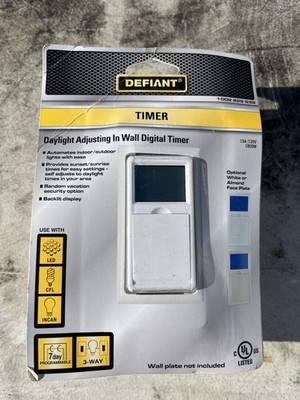 Defiant 15 Amp In-Wall 3-Way Daylight Adjusting Digital Timer Switch White NIP