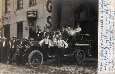 Pittsburgh PA Fire Engine Truck Firemen Co No 1 Blvd RPPC Photo Postcard COPY