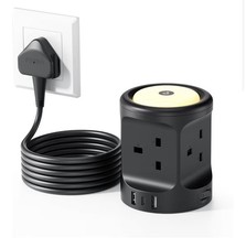 Extension Lead with USB Slots and Night Light, 4 Way (13A/3250W) Multi Plug