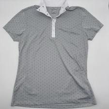 Ariat Pro Series Women's English Show Shirt Grey Polka Dot Short Sleeve Size L