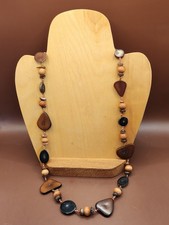 Handmade 28" Tagua Nut Statement Necklace Boho Eco Artisan Vegetable Ivory