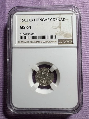 Silver Denar 1562 Ferdinand I. Hungary Coin NGC 64 Very Rare! Finest Known.