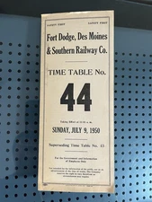 FDDM&S Fort Dodge, Des Moines & Southern ETT Employee Timetable #44 July 9, 1950