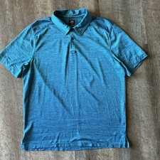 Oakley Mens Polo Shirt Teal Blue Heather Space Dye Short Sleeve Medium